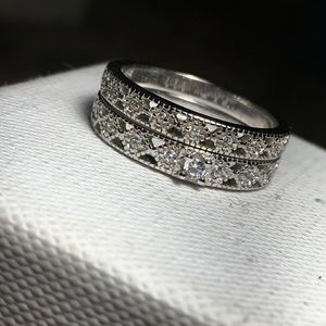 Byzantine Styled Sterling Silver Wedding Ring 2pc